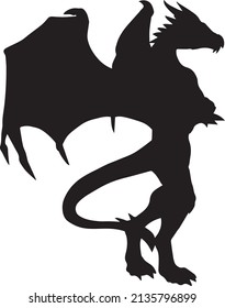 Dragon silhouette vector black and white