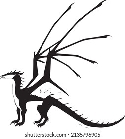 Dragon silhouette vector black and white