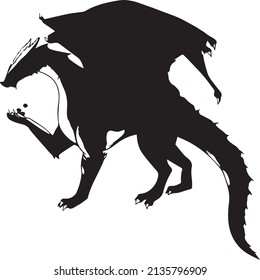Dragon silhouette vector black and white