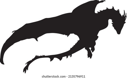 Dragon silhouette vector black and white