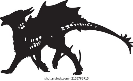 Dragon silhouette vector black and white