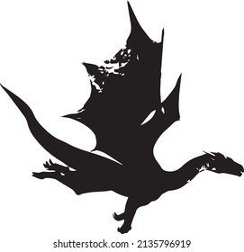 Dragon silhouette vector black and white