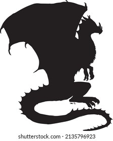 Dragon silhouette vector black and white