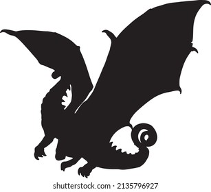 Dragon Silhouette Vector Black White Stock Vector (Royalty Free ...