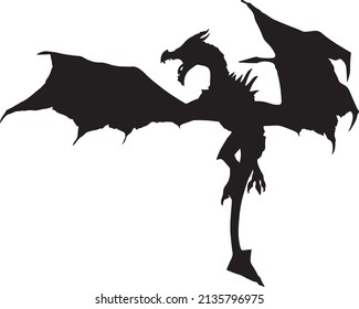 Dragon silhouette vector black and white