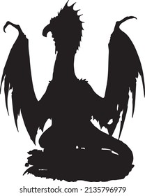 Dragon silhouette vector black and white