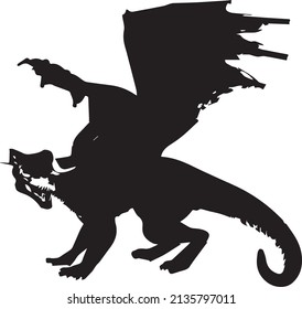 Dragon silhouette vector black and white