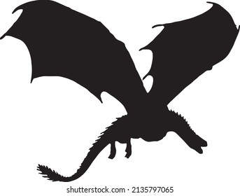 Dragon silhouette vector black and white