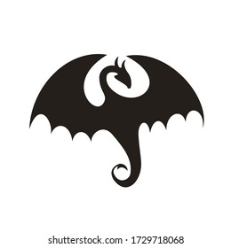 Dragon silhouette vector icon black on white