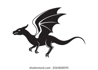 Dragon silhouette vector illustration, Dragon vector 