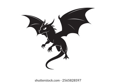 Dragon silhouette vector illustration, Dragon vector 