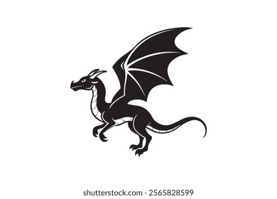 Dragon silhouette vector illustration, Dragon vector 