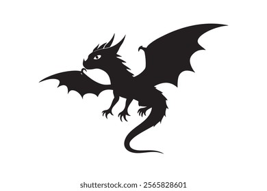 Dragon silhouette vector illustration, Dragon vector 