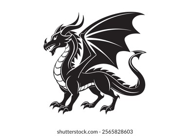 Dragon silhouette vector illustration, Dragon vector 