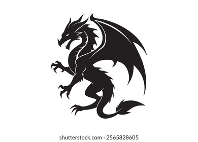 Dragon silhouette vector illustration, Dragon vector 