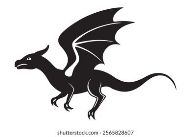 Dragon silhouette vector illustration, Dragon vector 