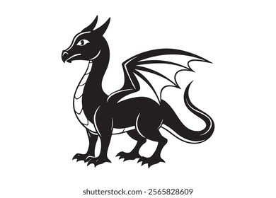 Dragon silhouette vector illustration, Dragon vector 