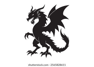 Dragon silhouette vector illustration, Dragon vector 