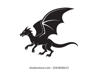 Dragon silhouette vector illustration, Dragon vector 