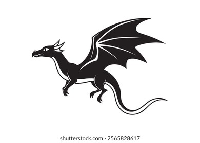 Dragon silhouette vector illustration, Dragon vector 