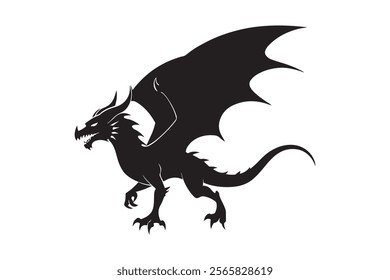 Dragon silhouette vector illustration, Dragon vector 