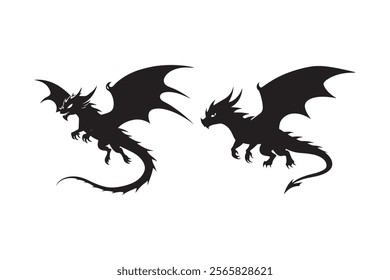 Dragon silhouette vector illustration, Dragon vector 