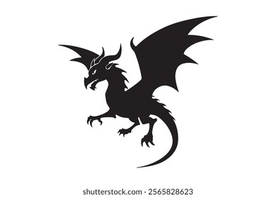 Dragon silhouette vector illustration, Dragon vector 