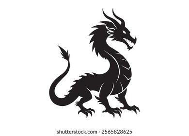 Dragon silhouette vector illustration, Dragon vector 