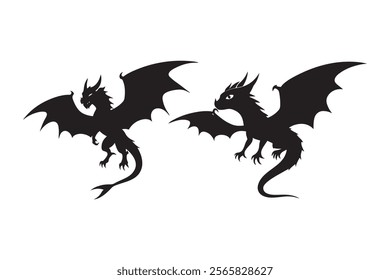 Dragon silhouette vector illustration, Dragon vector 