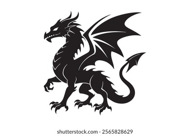 Dragon silhouette vector illustration, Dragon vector 