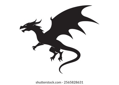 Dragon silhouette vector illustration, Dragon vector 