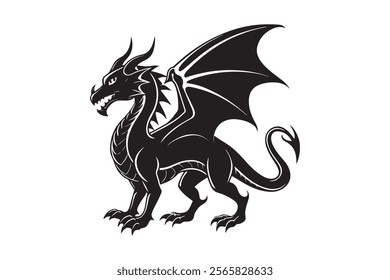 Dragon silhouette vector illustration, Dragon vector 