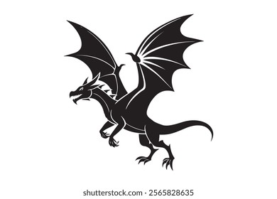 Dragon silhouette vector illustration, Dragon vector 