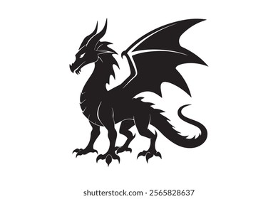 Dragon silhouette vector illustration, Dragon vector 