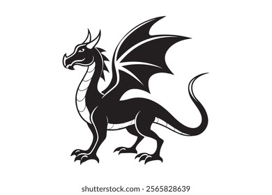 Dragon silhouette vector illustration, Dragon vector 