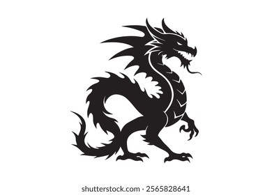 Dragon silhouette vector illustration, Dragon vector 