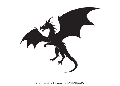 Dragon silhouette vector illustration, Dragon vector 