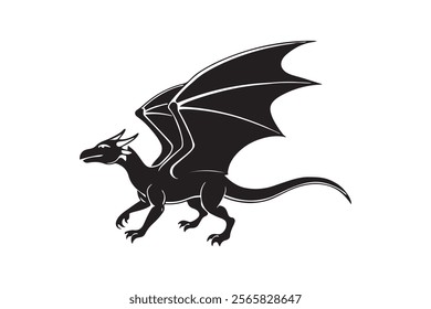 Dragon silhouette vector illustration, Dragon vector 