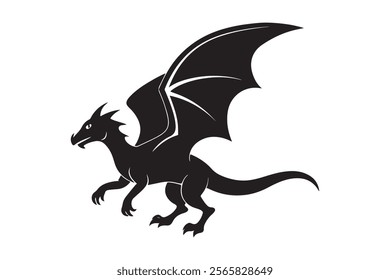 Dragon silhouette vector illustration, Dragon vector 