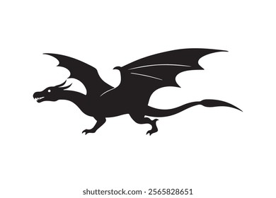 Dragon silhouette vector illustration, Dragon vector 