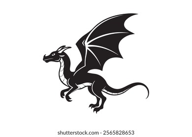 Dragon silhouette vector illustration, Dragon vector 