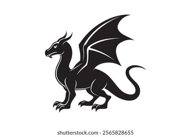 Dragon silhouette vector illustration, Dragon vector 