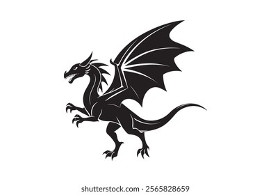 Dragon silhouette vector illustration, Dragon vector 