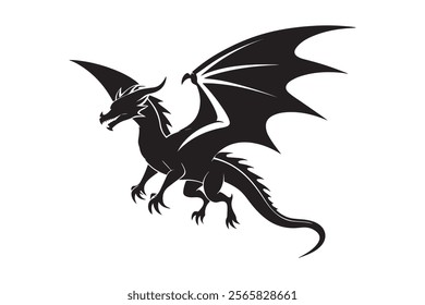 Dragon silhouette vector illustration, Dragon vector 