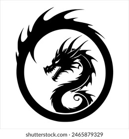 Dragon Silhouette Vector illustration Black and White