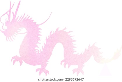 Dragon silhouette vector illustration in watercolor texture