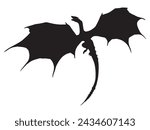 dragon silhouette vector isolated black on white background