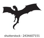 dragon silhouette vector isolated black on white background