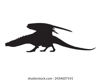 dragon silhouette vector isolated black on white background