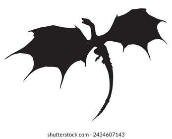 dragon silhouette vector isolated black on white background